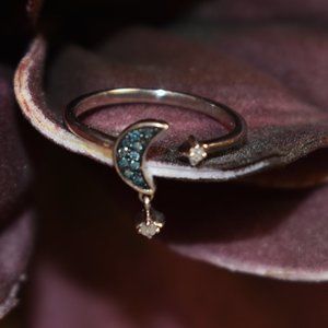 .925 Blue Sapphire, Diamond Ring (size 6)